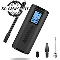 Máy Bơm Xe Đạp Điện Tử Cầm Tay Kiêm Sạc Pin Dự Phòng Điện Thoại | Tích Hợp Đèn Led Chiếu Sáng | Đầu Bơm Đa Năng