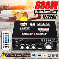 12V 220V 2CH 600W Digital Power Amplifier bluetooth 5.0 HIFI FM Stereo Radio MP3