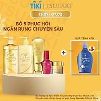 Bộ 5 sản phẩm Tsubaki Phục hồi ngăn rụng tóc chuyên sâu (Gội Xả 490ml/chai + Kem Xả 180g + Mặt nạ tóc 180g + Dầu dưỡng 50ml)