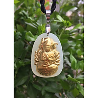 Mặt dây chuyền Phật Thiên Thủ Thiên Nhãn cho Nam Mệnh Kim Ngọc Nerphrite Mạ vàng 24K AKO1
