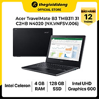 Laptop Acer TravelMate B3 TMB311 31 C2HB N4020/4GB/128GB/11.6"/Win11/(NX.VNFSV.006)/Đen - Hàng chính hãng