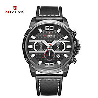 MIZUMS Men Business Watch Fashion Alloy Case Leather Band Watch Exquisite 3 ATM Waterproof Quartz Wrist Watch