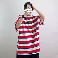 áo thun unisex form rộng tay lỡ sọc ngang cực hot