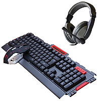 Bộ Bàn Phím và Chuột Chuyên Game Kim Loại HK-050-2 Độ Phân Giải 2400DPI + Tai Nghe Cao Cấp (Màu Ngẫu Nhiên)