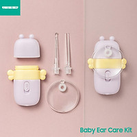 LUSN Baby Nail Ear Care Kit Portable Washable Nail Clippers Soft Earpick with Magnifying Glass LED Light