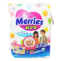 Tã/Bỉm Quần Merries Size XXL 26 miếng (dành cho bé 15 - 28 kg)