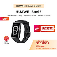Vòng Đeo Tay Thông Minh HUAWEI Band 6 | Theo Dõi SpO2 Cả Ngày | Màn Hình Tràn Viền | Pin Liên Tục 2 Tuần | Hàng Chính Hãng