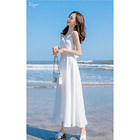 Váy 2 dây FORYOU đầm maxi xẻ ngực nơ lưng dáng xòe đi chơi đi biển - Lucia Dress