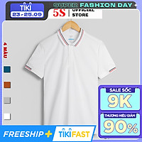 Áo Thun Nam Polo Ngắn Tay 5S (APC21013) Chất Liêu 100% Coolmax Phối Viền Năng Động, Trẻ Trung, Nam Tính