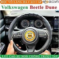 Bọc Vô Lăng Da dành cho Xe Volkswagen Beetle Dune Lót Cao Su Non Cao Cấp Chống Trượt Tay - Màu đen chỉ đỏ 