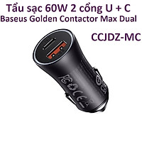 Củ sạc ô tô 60W 2 cổng C + U Baseus Golden Contactor Max Dual CCJDZ-MC _ Hàng chính hãng