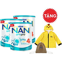 Combo 3 lon sữa bột Nestlé NAN OPTIPRO 4 HMO lon 900g + Tặng Áo khoác gấp gọn chú gà