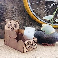 Mô hình lắp ghép con gấu LG07 _ ống cắm bút gỗ hình gấu