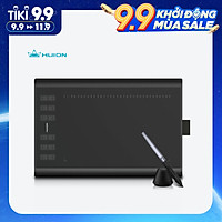 Bảng vẽ micro USB Huion H1060P với 12 nút phím cơ đi kèm với bút vẽ lớn không pin