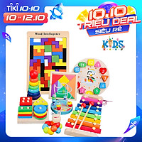 Combo 8 món đồ chơi gỗ an toàn cho bé- phát triển trí tuệ