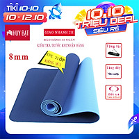Thảm Tập Yoga, Tập Gym 8mm 2 Lớp Không Mùi + Túi Đựng Thảm + Dây Buộc Thảm Chính Hãng HUY BẠT - Giao Ngẫu Nhiên.