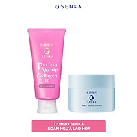 Combo Senka Ngăn Ngừa Lão Hóa (Kem Dưỡng Cấp Ẩm Chuyên Sâu 50g + SRM Senka Perfect Collagen 120g)