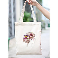 Túi tote đeo vai đeo chéo, túi vải canvas phom đứng,vải bố Hàn Quốc có khóa kéo thời trang COVI màu mộc, đen T5