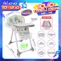 Ghế ngồi ăn dặm điều chỉnh độ cao, điều chỉnh ngả lưng có bánh xe Mastela 1015 cho bé 6 tháng đến 5 tuổi chuẩn ASTM Mỹ - tặng áo yếm ăn dặm chống nước