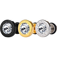 Bông Tai Nam Hình Tròn Khắc Hoa Văn Đính 1 Viên Đá Chất Liệu Thép Titan Không Đen Không Dị Ứng TT 1701 - 1 cặp