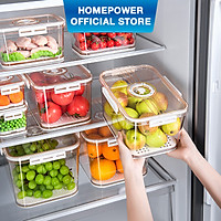 Hộp nhựa đựng thực phẩm Homepower trong suốt có khay lót đáy giúp ráo nước, chất liệu cao cấp, an toàn cho sức khỏe