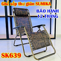 Ghế xếp thư giãn SUMIKA 639 - Dòng cao cấp, bề rộng 73cm, vải lưới Textilene thoáng khí, tải trọng 200kg - Tặng Kèm Khay, Gối-Luôn Có Phụ Kiện Thay Thế