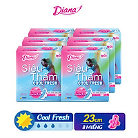 Combo 6 Băng vệ sinh Diana Siêu thấm Cool Fresh Siêu mỏng Cánh gói 8 miếng