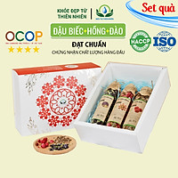 Hộp quà tặng trà hoa cao cấp - Set 1: Trà hoa hồng, Hoa đào, Hoa đậu biếc