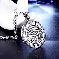 Dây chuyền nam mắt thần Horus - con mắt thứ 3 chất liệu hợp kim titan màu bạc