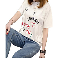Áo thun nữ trắng i love you d444 thương hiệu T&d