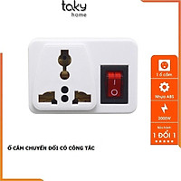 Phích Ổ Cắm Điện - Có Công Tắc, Chuyển Đổi Từ 3 Chân Sang 2 Chân || 3 Chạc Sang 2 Chấu - Tiện Dụng - TakyHome 8609