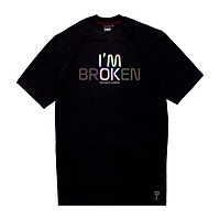 Áo Thun Unisex In Chữ I'M OK - I'M BROKEN Phản Quang Hologram Màu Đen