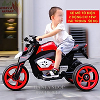 Xe máy điện 3 bánh 8105 mô tô điện cho bé 2 động cơ tự lái (Đỏ-Trắng-Vàng cam)