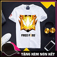 Takan Store Áo free fire đủ size cotton cổ tròn màu trắng chất vải mềm mịn hình in sắc nét logo rank đại k