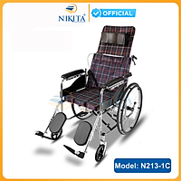 Xe lăn tay ngã lưng 6 nấc, có đệm và bô vệ sinh - NIKITA N213-1