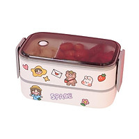 Hộp Đựng Cơm Văn Phòng, 2 Tầng Hàn Quốc Tặng Kèm Sticker Dán, Dùng Được Cho Lò Vi Sóng, giảm cực lớn