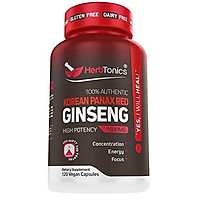 High Strength Korean Red Panax Ginseng Capsules 1500 mg Supplement -120 Vegan Pills High Ginsenosides Powder Extract to Boost Energy, Endurance, Mood, Performance & Sexual Health Pills for Men