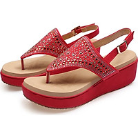 Giày sandal nữ đế xuồng đính pha lê size lớn xinh xắn