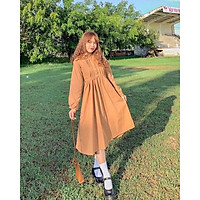 Đầm babydoll màu nâu đất
