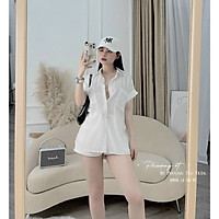 Áo sơ mi nữ, áo sơ mi cộc tay nữ cánh dơi 2 túi mùa hè nhiều màu