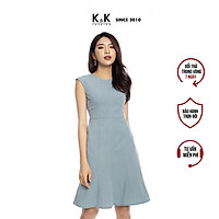 Đầm Đuôi Cá Dáng Chữ A K&K Fashion KK106-03 Màu Xanh Sát Nách Chất Liệu Đũi