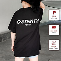 Áo thun unisex WinBeen dáng rộng tay lỡ 2 màu cơ bản đen trắng vải cotton mát in chữ Outerity hot trend