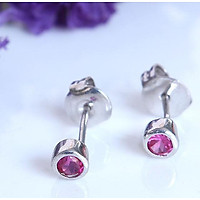 Bông tai bạc nữ Pink level