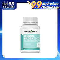 Viên Uống Healthy Care Ginkgo Biloba 2000mg hộp 100 viên, Hỗ trợ các vấn đề tuần hoàn não, Cải Thiện Trí Nhớ, lưu thông máu, Tăng khả năng nhận thức