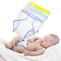 Tã vải, tã dán sơ sinh màu trắng viền màu, vải cotton (combo 10 cái) giúp ngăn thức ăn thừa làm bẩn áo và ướt người