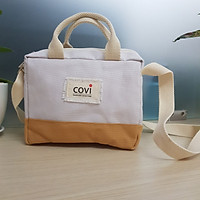 Túi đeo chéo vải canvas chữ nhật ngang phối 2 màu thời trang COVI nhiều màu sắc T24