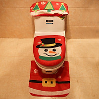 Merry Christmas Old Man/Snowman Printing Toilet Cover Mat Non Slip Rug Bathroom Set Home Decoration
