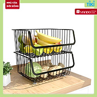 Kệ Giỏ Lưới Tháo Rời Đa Năng VANDO Có Bánh Xe Để Rau Củ, Đồ Ăn Vặt, Kệ Sách Trưng Bày