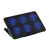 COOLCOLD F5 RGB Laptop Cooler 6-fan Laptop Cooling Stand Mute Design with RGB Light Effect 7-level Adjustable Height 2