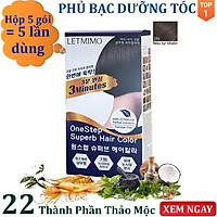 Màu nhuộm tóc dạng gội đầu, 3N-Nâu Tự Nhiên (Đen tự nhiên) LETMIMO, Hộp 5 Gói, 120g, bestke